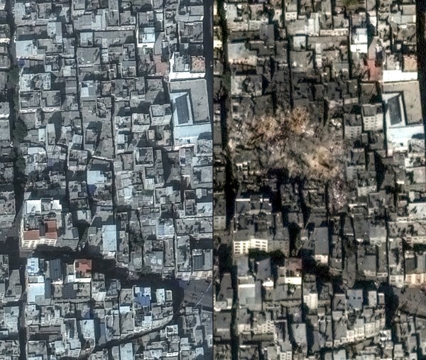 FOTO Ovo je izbjeglički kamp u Gazi prije i poslije izraelskih udara