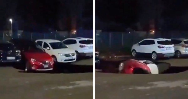 VIDEO Golema rupa u Rimu progutala dva auta, pogledajte